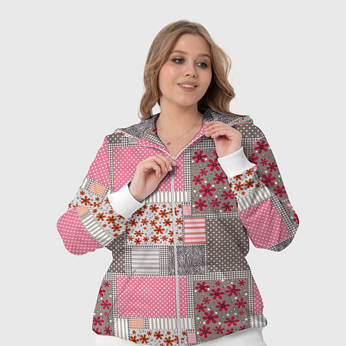 Женский костюм Розово-серые разноцветные лоскуты / 3D-Белый – фото 3