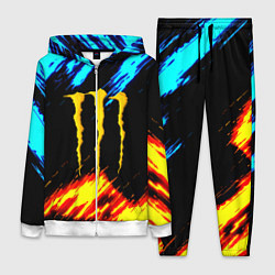 Женский 3D-костюм Monster energy текстура огненная, цвет: 3D-белый