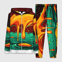 Женский 3D-костюм Оранжевая клякса текстура, цвет: 3D-белый