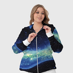 Женский 3D-костюм Синяя волна с зеленым оттенком на черном, цвет: 3D-белый — фото 2