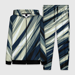 Женский 3D-костюм Синий с оливковым диагональные полосы, цвет: 3D-черный