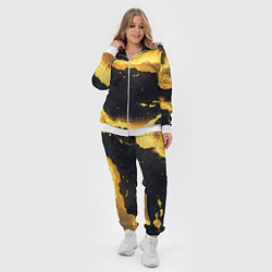 Женский 3D-костюм Черная текстура с золотой волной, цвет: 3D-белый — фото 2