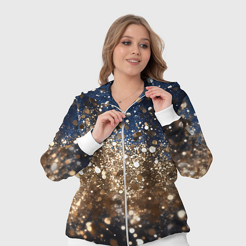 Женский костюм Золотые блестки на черно-синем фоне / 3D-Белый – фото 3