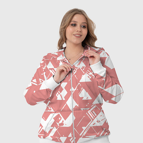 Женский костюм Розовый с белыми вставками абстрактный / 3D-Белый – фото 3