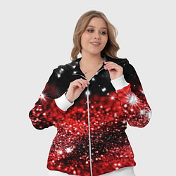 Женский 3D-костюм Красно-черная блестящая текстура, цвет: 3D-белый — фото 2