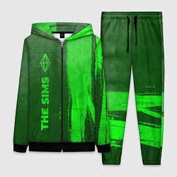Женский 3D-костюм The Sims - green gradient по-вертикали, цвет: 3D-черный