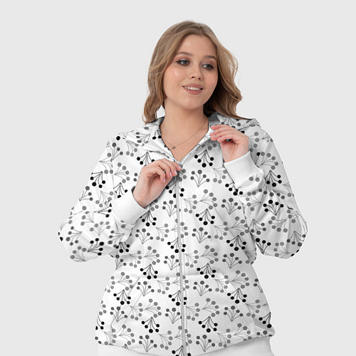 Женский костюм Черно белый ягодный узор ретро / 3D-Белый – фото 3