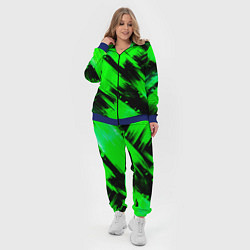 Женский 3D-костюм Зеленые мазки краски на черном, цвет: 3D-синий — фото 2