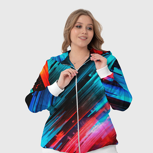 Женский костюм Синяя и красная краска на черном / 3D-Белый – фото 3