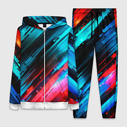 Женский костюм Синяя и красная краска на черном