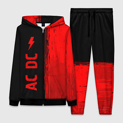 Женский 3D-костюм AC DC - red gradient по-вертикали, цвет: 3D-черный
