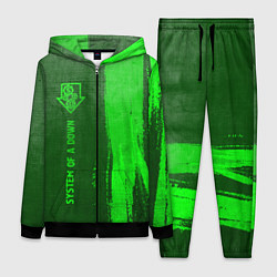 Женский 3D-костюм System of a Down - green gradient по-вертикали, цвет: 3D-черный