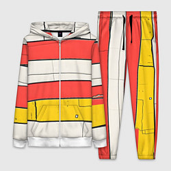 Женский 3D-костюм Красные полоски, цвет: 3D-белый