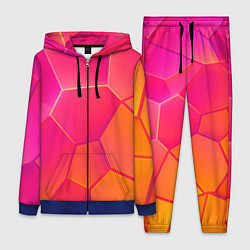 Женский 3D-костюм Розово-оранжевые плиты, цвет: 3D-синий
