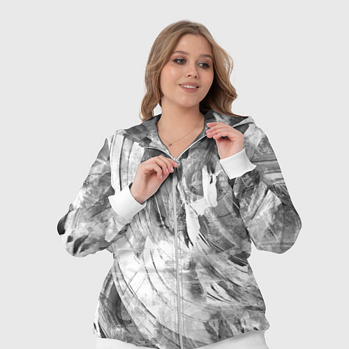 Женский костюм Абстракция - grey and white swirls / 3D-Белый – фото 3