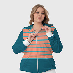 Женский 3D-костюм Полосатый мандариновый морской рассвет с однотоном, цвет: 3D-белый — фото 2