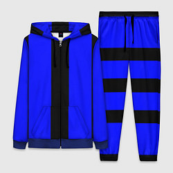 Женский 3D-костюм Color blue black stripes, цвет: 3D-синий