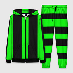 Женский 3D-костюм Color green black lines, цвет: 3D-черный