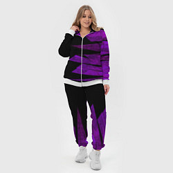 Женский 3D-костюм Color purple black stripes, цвет: 3D-белый — фото 2