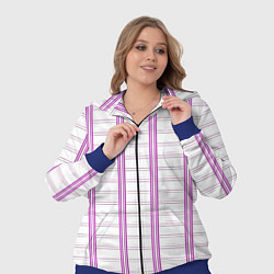 Женский 3D-костюм Color white cage pink line, цвет: 3D-синий — фото 2
