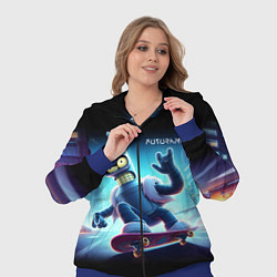 Женский 3D-костюм Bender is a skateboarder in neon street - ai art, цвет: 3D-синий — фото 2