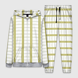 Женский 3D-костюм Color white cage yellow stripes, цвет: 3D-меланж