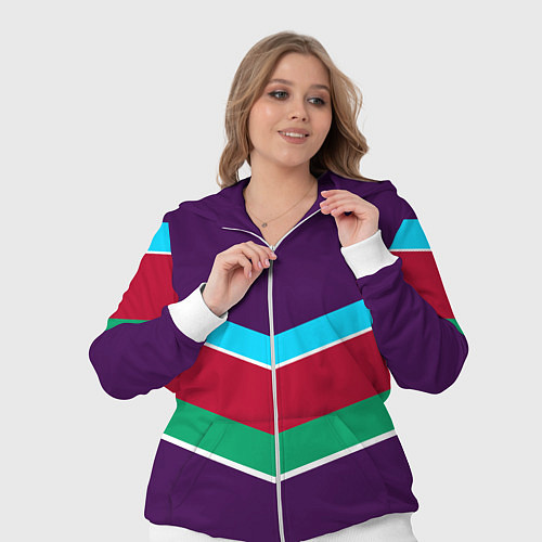 Женский костюм Фиолетовый с полосами / 3D-Белый – фото 3