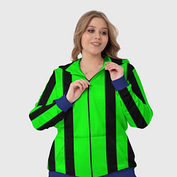Женский 3D-костюм Color black and green stripes, цвет: 3D-синий — фото 2
