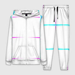 Женский 3D-костюм Color white blue pink stripes, цвет: 3D-белый