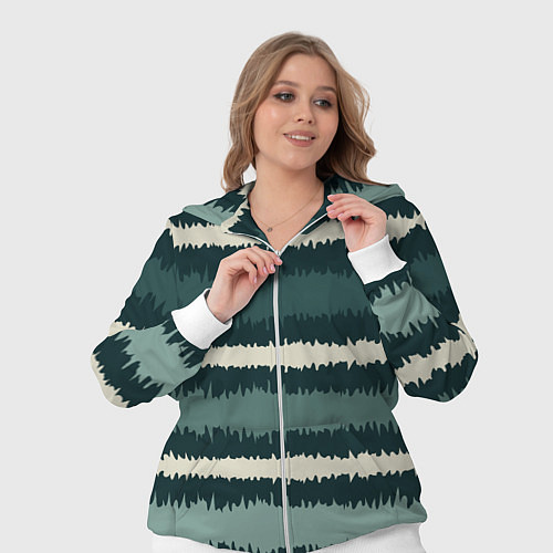 Женский костюм Полосы зигзагообразные зеленые / 3D-Белый – фото 3