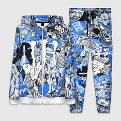 Женский 3D-костюм Monster energy sticker blue, цвет: 3D-белый