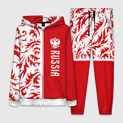 Женский 3D-костюм Россия - красная хохлома, цвет: 3D-белый