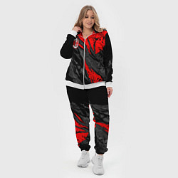 Женский 3D-костюм Фк Милан - черный и красный, цвет: 3D-белый — фото 2