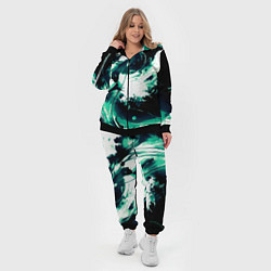 Женский 3D-костюм Чёрно-зелёный абстракция волна, цвет: 3D-черный — фото 2