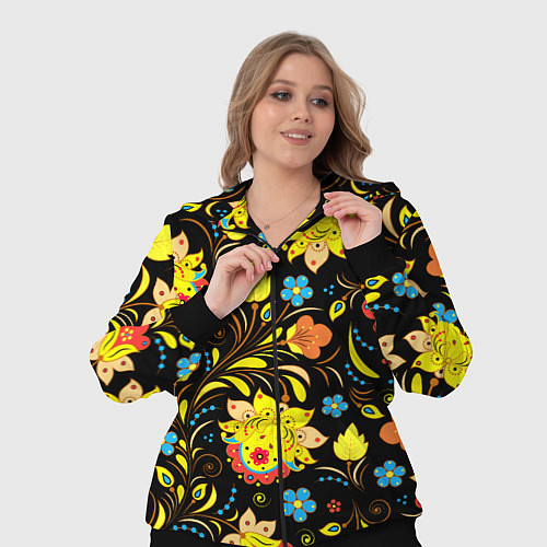 Женский костюм Хохлома узор / 3D-Черный – фото 3