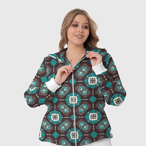 Женский костюм Узорчатый бирюзово-коричневый паттерн / 3D-Белый – фото 3