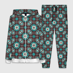 Женский 3D-костюм Узорчатый бирюзово-коричневый паттерн, цвет: 3D-белый