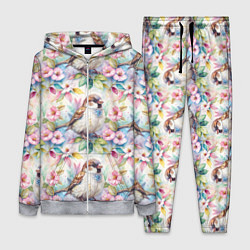 Женский 3D-костюм Воробей в ярких цветах паттерн, цвет: 3D-меланж