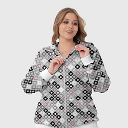 Женский 3D-костюм Цветочный серо-розовый узор ретро, цвет: 3D-белый — фото 2