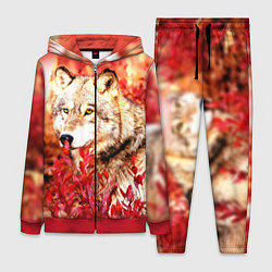 Женский 3D-костюм Осенний волк, цвет: 3D-красный
