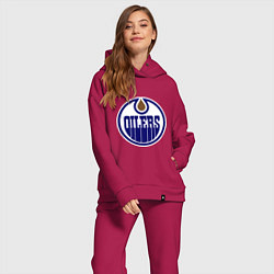 Женский костюм оверсайз Edmonton Oilers, цвет: маджента — фото 2