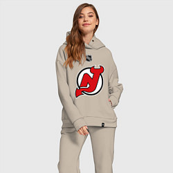Женский костюм оверсайз New Jersey Devils: Kovalchuk 17 цвета миндальный — фото 2