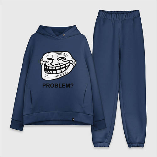 Женский костюм оверсайз Trollface. Problem? Проблемы? / Тёмно-синий – фото 1