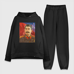 Женский костюм оверсайз Сталин: полигоны, цвет: черный