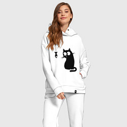 Женский костюм оверсайз Кот и рыба, цвет: белый — фото 2