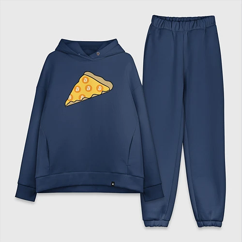 Женский костюм оверсайз Bitcoin Pizza / Тёмно-синий – фото 1