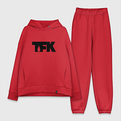 Женский костюм оверсайз TFK: Black Logo, цвет: красный