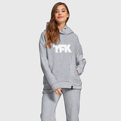 Женский костюм оверсайз TFK: White Logo, цвет: меланж — фото 2