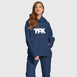 Женский костюм оверсайз TFK: White Logo, цвет: тёмно-синий — фото 2
