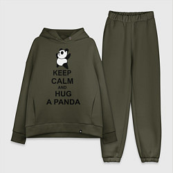 Женский костюм оверсайз Keep Calm & Hug A Panda, цвет: хаки